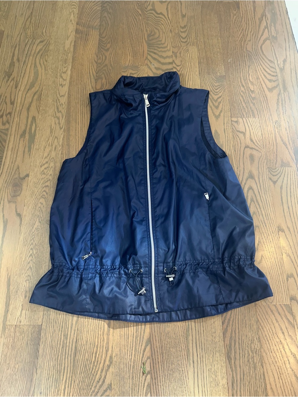Ralph Lauren Navy Blue Sleeveless Zip-Front Drawstring Vest